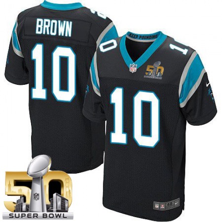 Panthers #10 Corey Brown Black Team Color Super Bowl 50 Men's Stitched NFL Elite Jersey