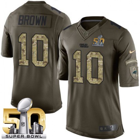 Panthers #10 Corey Brown Green Super Bowl 50 Men's Stitched NFL Limited Salute to Service Jersey