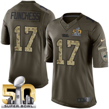 Panthers #17 Devin Funchess Green Super Bowl 50 Men's Stitched NFL Limited Salute to Service Jersey