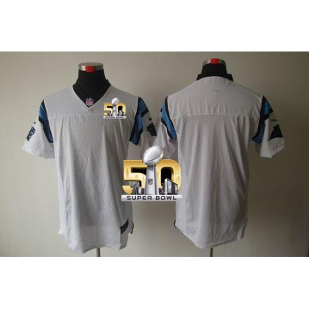 Panthers Blank White Super Bowl 50 Men's Stitched NFL Elite Jersey