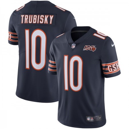 Men's Chicago Bears #10 Trubisky Navy 2019 100th Season Limited Stitched NFL Jersey