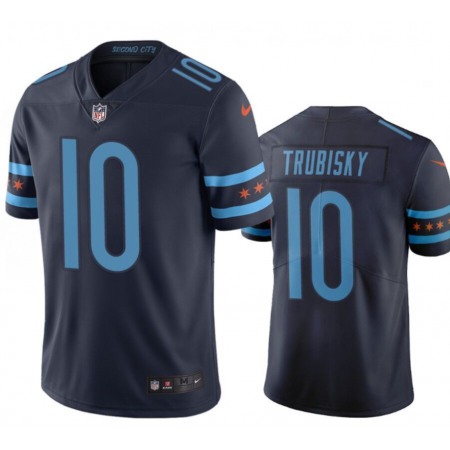 Men's Chicago Bears #10 Trubisky Navy 2019 City Edition Limited Stitched NFL Jersey