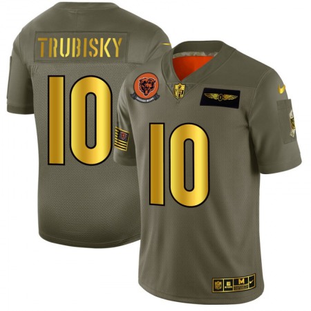 Men's Chicago Bears #10 Trubisky 2019 Olive/Gold Salute To Service Limited Stitched NFL Jersey