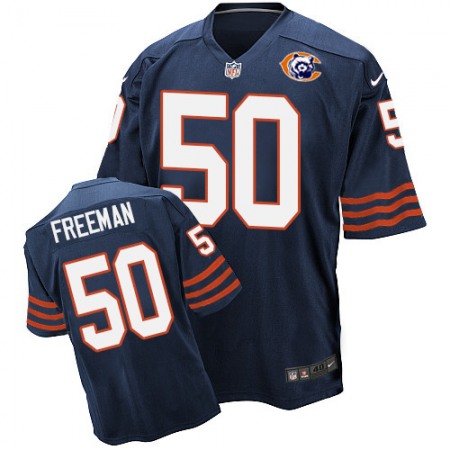Bears #50 Jerrell Freeman Navy Blue Throwback Men's Stitched NFL Elite Jersey
