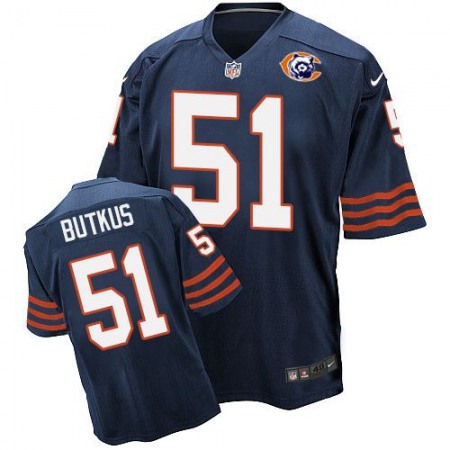 Bears #51 Dick Butkus Navy Blue Throwback Men's Stitched NFL Elite Jersey