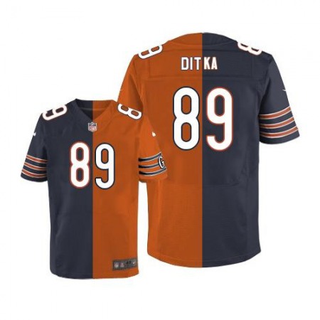 Bears #89 Mike Ditka Navy Blue/Orange Men's Stitched NFL Elite Split Jersey