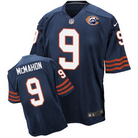 Bears #9 Jim McMahon Navy Blue Throwback Men's Stitched NFL Elite Jersey