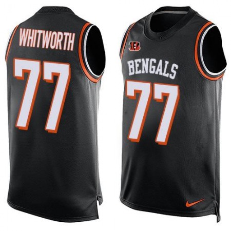 Bengals #77 Andrew Whitworth Black Team Color Men's Stitched NFL Limited Tank Top Jersey
