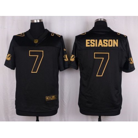 Bengals #7 Boomer Esiason Black Men's Stitched NFL Elite Pro Line Gold Collection Jersey
