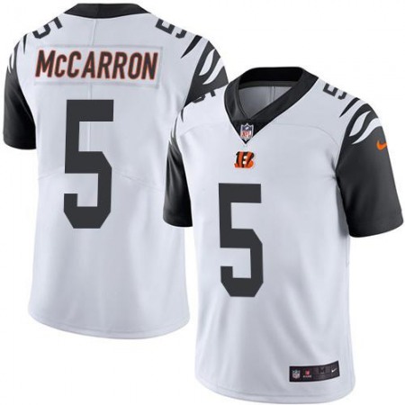 Bengals #5 AJ McCarron White Men's Stitched NFL Limited Rush Jersey