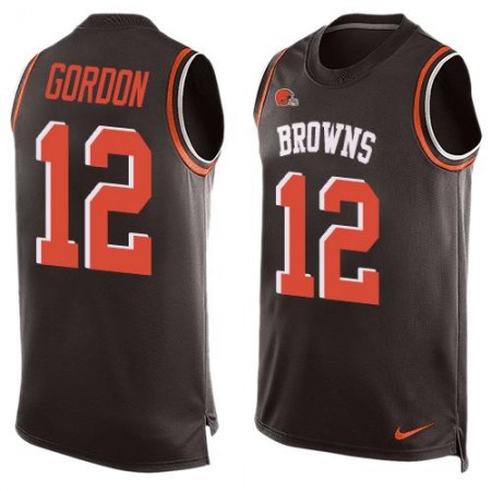 Browns #12 Josh Gordon Brown Team Color Men's Stitched NFL Limited Tank Top Jersey