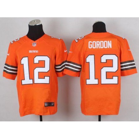 Browns #12 Josh Gordon Orange Alternate Men's Stitched NFL Elite Jersey