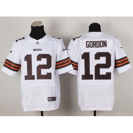 Browns #12 Josh Gordon White Men's Stitched NFL Elite Jersey