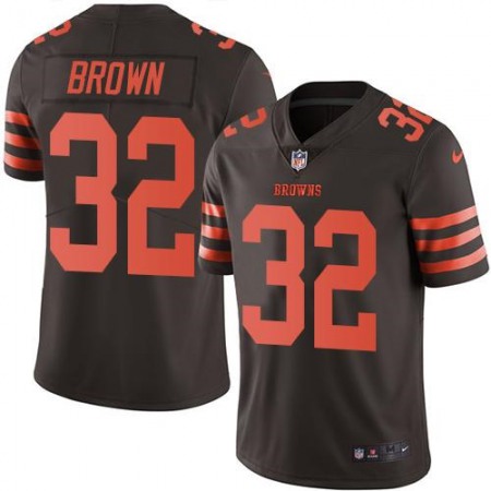 Browns #32 Jim Brown Brown Men's Stitched NFL Limited Rush Jersey
