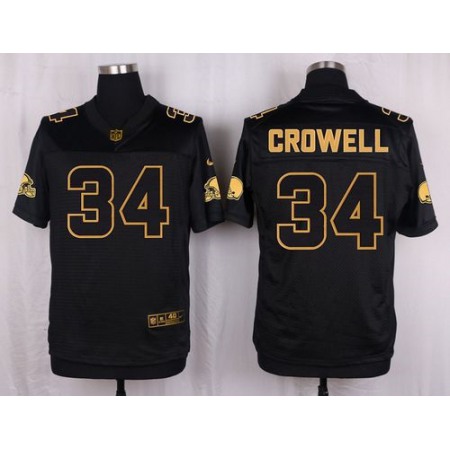 Browns #34 Isaiah Crowell Black Men's Stitched NFL Elite Pro Line Gold Collection Jersey