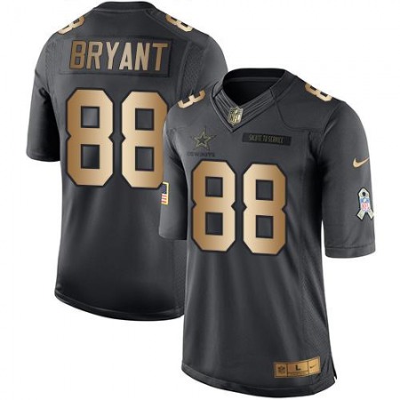 Cowboys #88 Dez Bryant Black Men's Stitched NFL Limited Gold Salute To Service Jersey