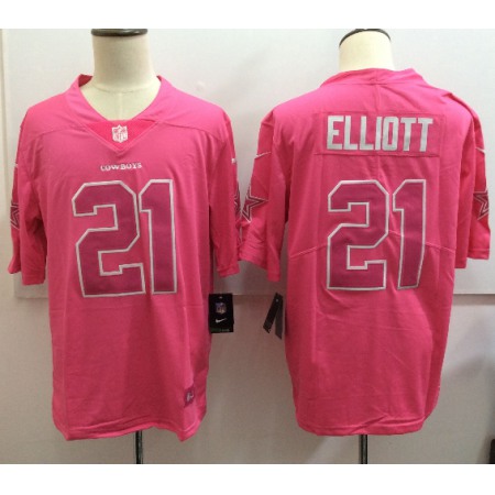 Men's Dallas Cowboys #21 Ezekiel Elliott Pink Limited Rush Stitched NFL Jersey