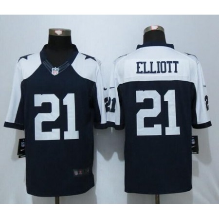 Cowboys #21 Ezekiel Elliott Navy Blue Thanksgiving Throwback Men's Stitched NFL Limited Jersey