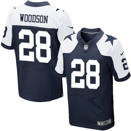 Cowboys #28 Darren Woodson Navy Blue Thanksgiving Throwback Men's Stitched NFL Elite Jersey