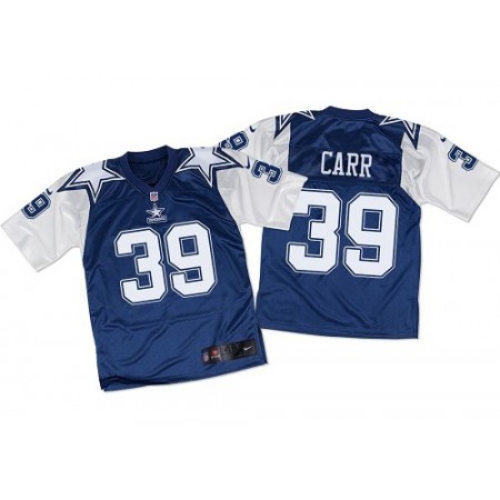 Cowboys #39 Brandon Carr Navy Blue/White Throwback Men's Stitched NFL Elite Jersey