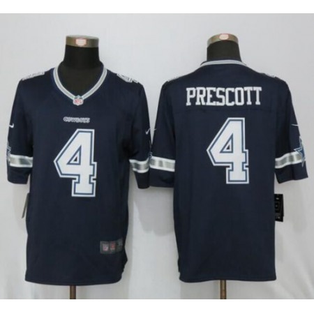 Cowboys #4 Dak Prescott Navy Blue Team Color Men's Stitched NFL Limited Jersey