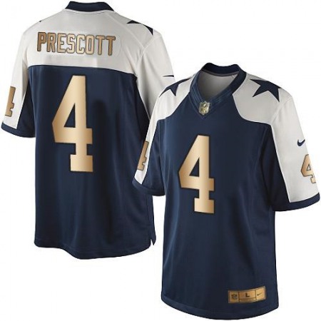 Cowboys #4 Dak Prescott Navy Blue Thanksgiving Men's Stitched NFL Limited Gold Jersey