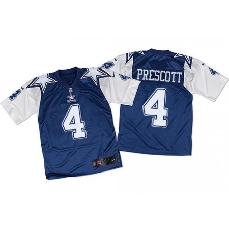 Cowboys #4 Dak Prescott Navy Blue/White Throwback Men's Stitched NFL Elite Jersey