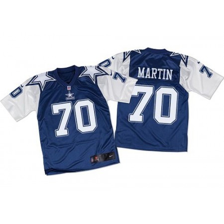 Cowboys #70 Zack Martin Navy Blue/White Throwback Men's Stitched NFL Elite Jersey