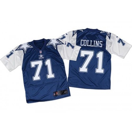 Cowboys #71 La'el Collins Navy Blue/White Throwback Men's Stitched NFL Elite Jersey