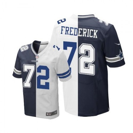 Cowboys #72 Travis Frederick Navy Blue/White Men's Stitched NFL Elite Split Jersey