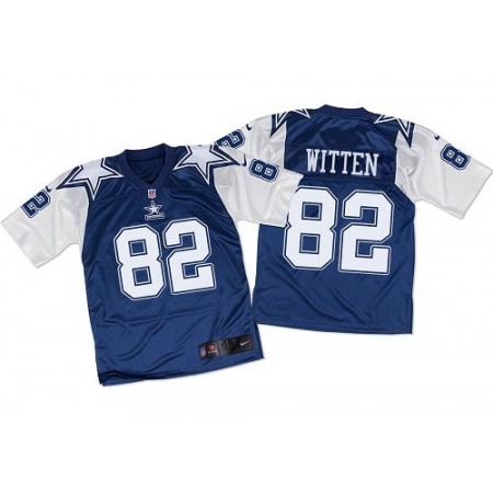 Cowboys #82 Jason Witten Navy Blue/White Throwback Men's Stitched NFL Elite Jersey