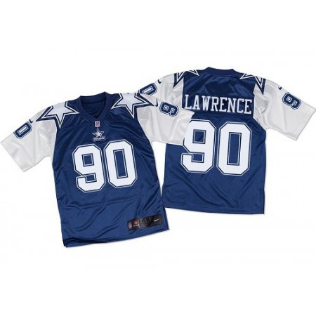 Cowboys #90 Demarcus Lawrence Navy Blue/White Throwback Men's Stitched NFL Elite Jersey