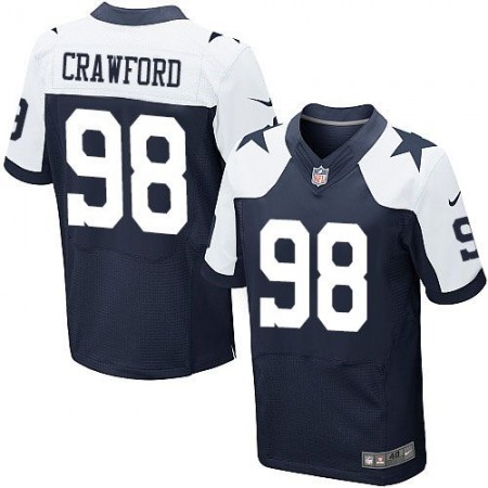 Cowboys #98 Tyrone Crawford Navy Blue Thanksgiving Throwback Men's Stitched NFL Elite Jersey
