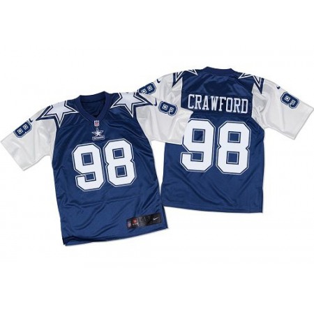 Cowboys #98 Tyrone Crawford Navy Blue/White Throwback Men's Stitched NFL Elite Jersey