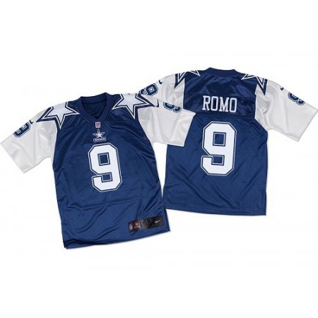 Cowboys #9 Tony Romo Navy Blue/White Throwback Men's Stitched NFL Elite Jersey