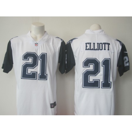 Men's Cowboys #21 Ezekiel Elliott White Limited Rush Stitched NFL Jersey