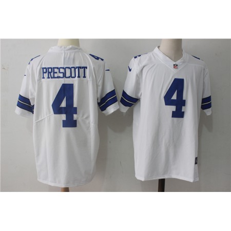 Men's Dallas Cowboys #4 Dak Prescott White Stitched NFL Vapor Untouchable Limited Jersey