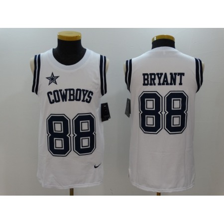 Men's Dallas Cowboys #88 Dez Bryant White Stitched NFL Limited Rush Tank Top Jersey
