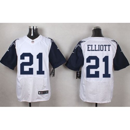Cowboys #21 Ezekiel Elliott White Men's Stitched NFL Elite Rush Jersey