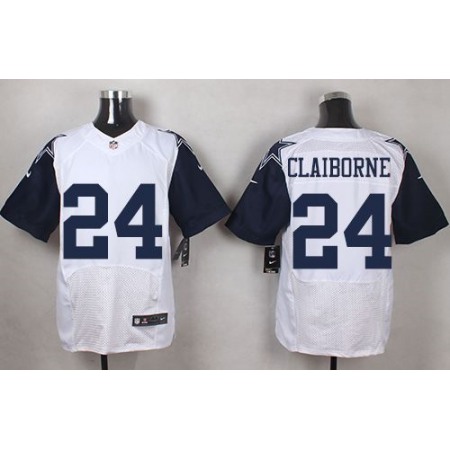 Cowboys #24 Morris Claiborne White Men's Stitched NFL Elite Rush Jersey