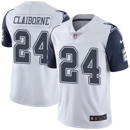Cowboys #24 Morris Claiborne White Men's Stitched NFL Limited Rush Jersey