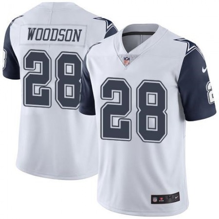 Cowboys #28 Darren Woodson White Men's Stitched NFL Limited Rush Jersey