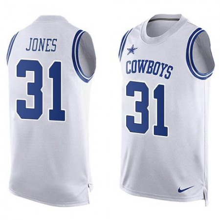 Cowboys #31 Byron Jones White Men's Stitched NFL Limited Tank Top Jersey