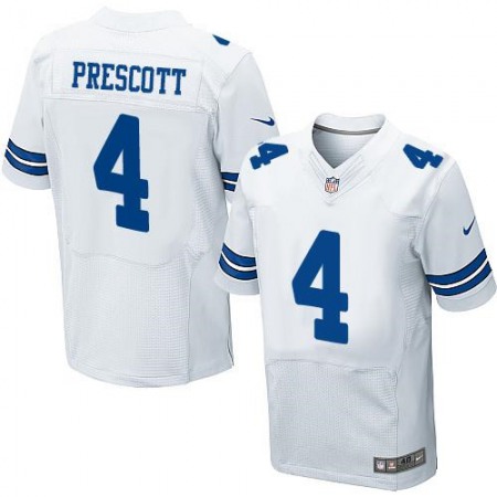 Cowboys #4 Dak Prescott White Men's Stitched NFL Elite Jersey