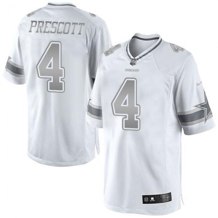 Cowboys #4 Dak Prescott White Men's Stitched NFL Limited Platinum Jersey