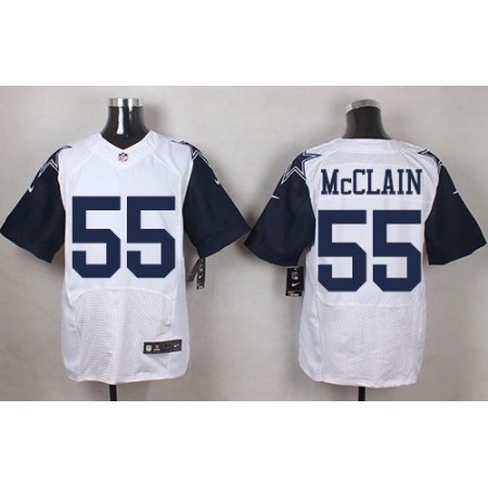 Cowboys #55 Rolando McClain White Men's Stitched NFL Elite Rush Jersey