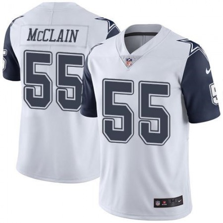 Cowboys #55 Rolando McClain White Men's Stitched NFL Limited Rush Jersey