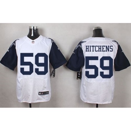 Cowboys #59 Anthony Hitchens White Men's Stitched NFL Elite Rush Jersey