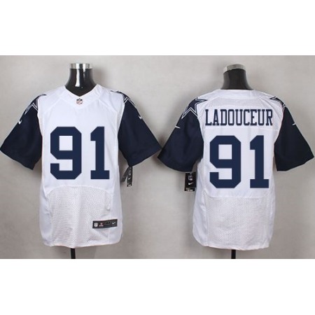 Cowboys #91 L. P. Ladouceur White Men's Stitched NFL Elite Rush Jersey
