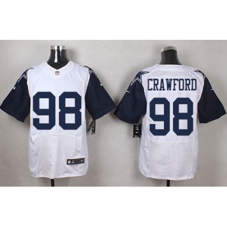 Cowboys #98 Tyrone Crawford White Men's Stitched NFL Elite Rush Jersey